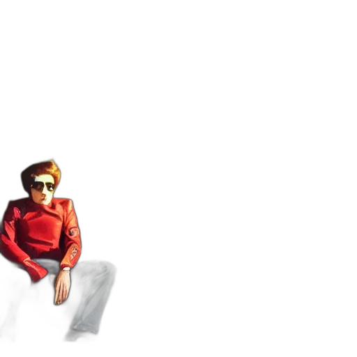 jacket, robot, staff, pixel art transparent PNG cut-out
