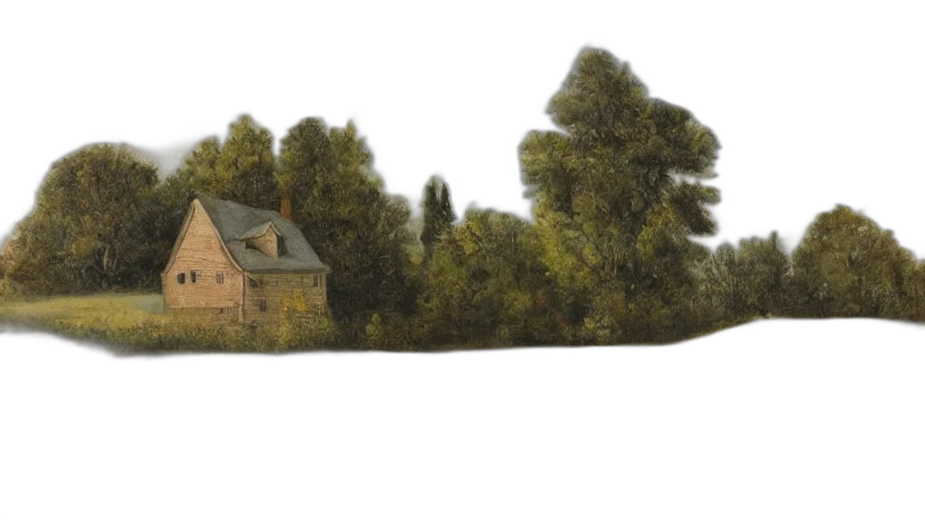 building, tree, hat, shoes, 3d render, photorealistic, concept art, watercolor transparent PNG cut-out