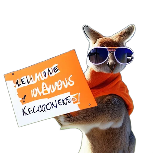 portrait, photo, kangaroo, wearing transparent PNG cut-out
