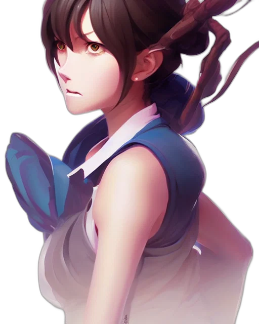 staff, face, dress, dragon, fantasy art, concept art, anime, photorealistic transparent PNG cut-out