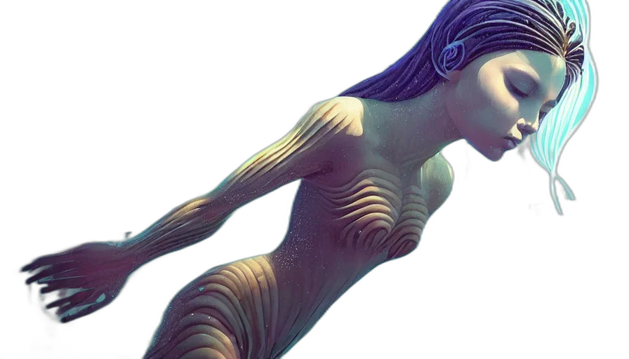 creature, hair, animal, dress, 3d render, concept art, fantasy art, photorealistic transparent PNG cut-out
