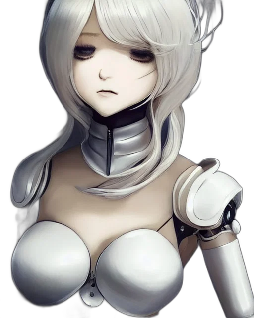robot, face, mask, dress, concept art, fantasy art, 3d render, anime transparent PNG cut-out