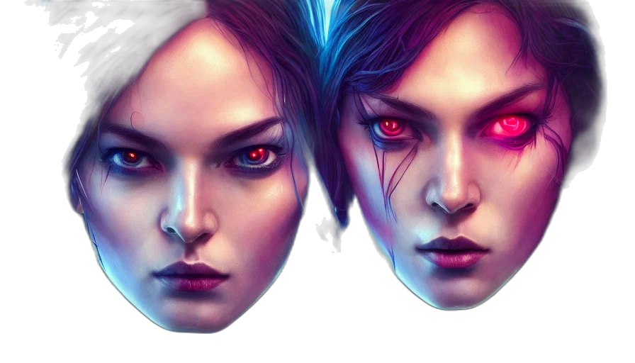 fantasy art, concept art, cyberpunk, photorealistic transparent PNG cut-out