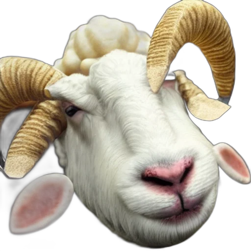 animal, face, jewelry, photorealistic, 3d render, pixel art, concept art, sheep transparent PNG cut-out