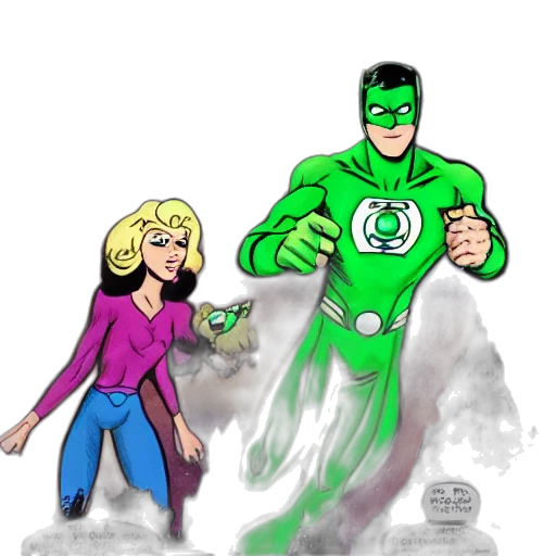 comic book art, concept art, cartoon, green, lantern, invading, dream, fred transparent PNG cut-out