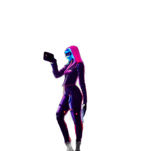 robot, weapon, jacket, staff, cyberpunk, concept art, 3d render, pixel art transparent PNG cut-out