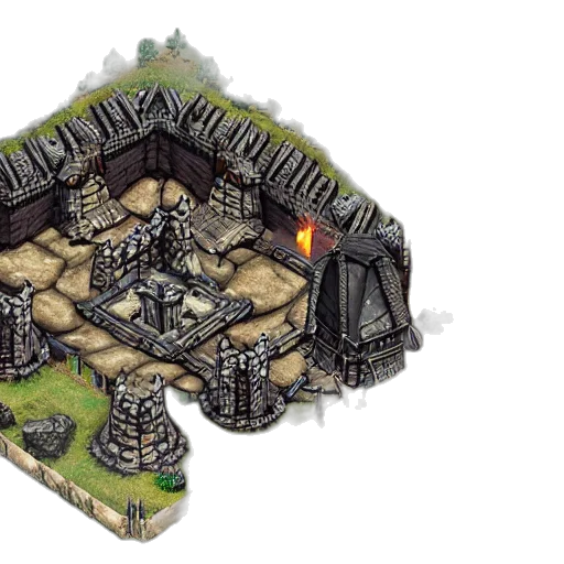 pixel art, concept art, fantasy art, 3d render, fire, fog, forest, skyrim transparent PNG cut-out