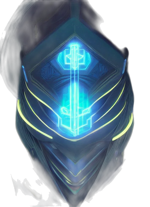mask, robot, sword, face, concept art, fantasy art, cyberpunk, anime transparent PNG cut-out