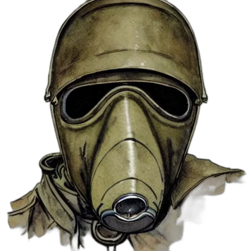 mask, face, weapon, jacket, concept art, comic book art, watercolor, photorealistic transparent PNG cut-out