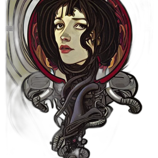 robot, concept art, comic book art, cyberpunk, fantasy art, outer space, xenomorph, portrait transparent PNG cut-out