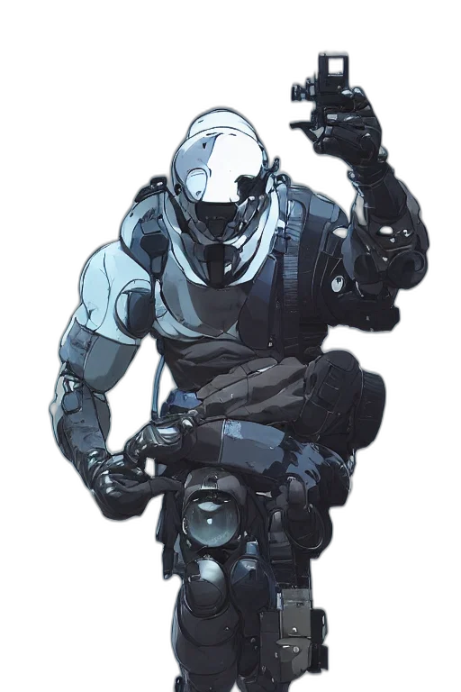 robot, weapon, jacket, mask transparent PNG cut-out
