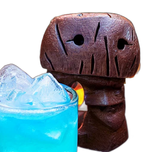 robot, bottle, mask, food, 3d render, blue, closeup, photorealistic transparent PNG cut-out