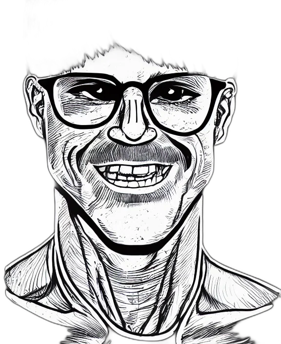 face, mask, staff, cartoon, pencil sketch, comic book art, photorealistic, detailed transparent PNG cut-out