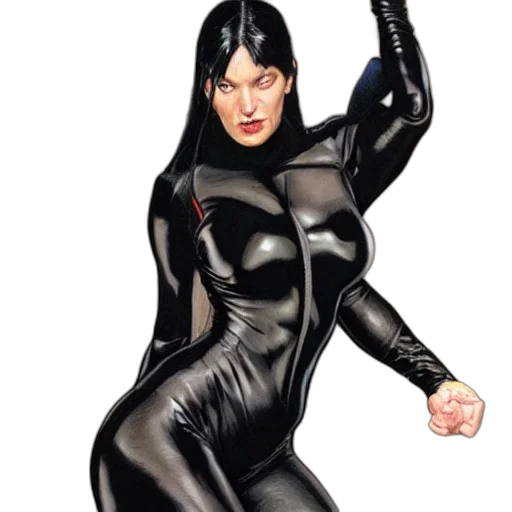 dress, comic book art, concept art, 3d render, photorealistic, athletic, woman, black transparent PNG cut-out