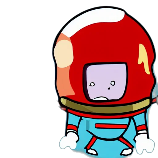 robot, cartoon, concept art, pixel art, comic book art, outer space, red, short transparent PNG cut-out