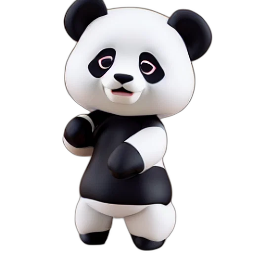 animal, 3d render, concept art, photorealistic, cartoon, monochrome, panda, nendoroid transparent PNG cut-out