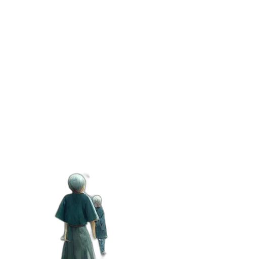 robot, staff, sword, dress, 3d render, concept art, pixel art, anime transparent PNG cut-out
