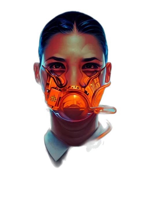 mask, face, robot, cyberpunk transparent PNG cut-out