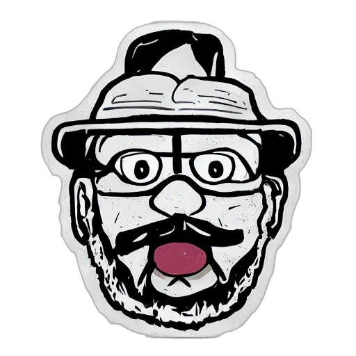 hat, cartoon, comic book art, reddit, avatar, bearded, geek, man transparent PNG cut-out