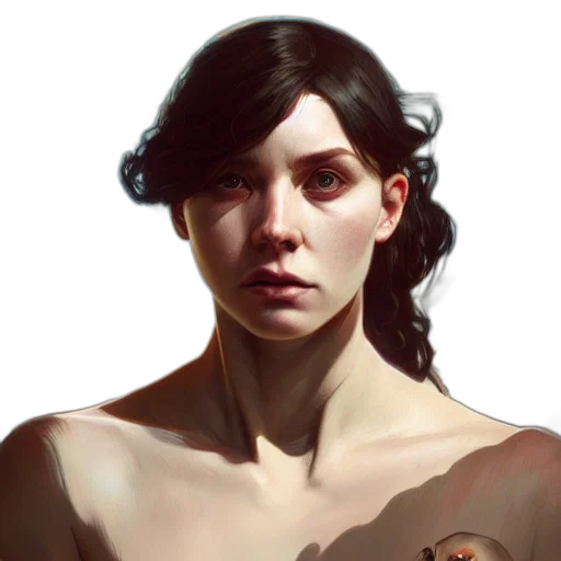 face, dress, creature, concept art, fantasy art, photorealistic, oil painting, dark transparent PNG cut-out