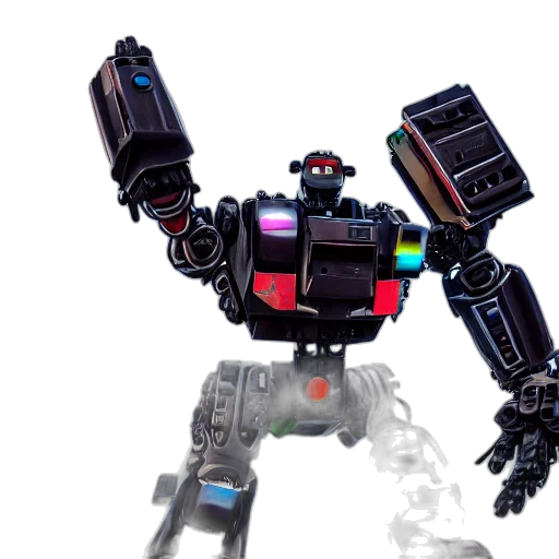 robot, weapon, staff, 3d render transparent PNG cut-out