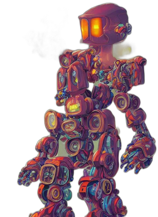 robot, weapon, creature, staff, concept art, 3d render, pixel art, cyberpunk transparent PNG cut-out