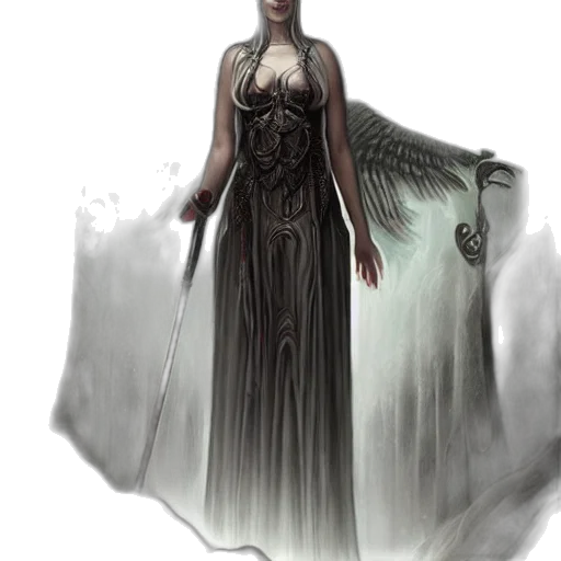 dress, creature, staff, concept art, fantasy art, comic book art, photorealistic, fog transparent PNG cut-out