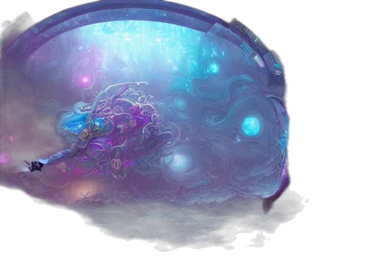 crown, hat, mask, concept art, fantasy art, vaporwave, underwater, outer space transparent PNG cut-out