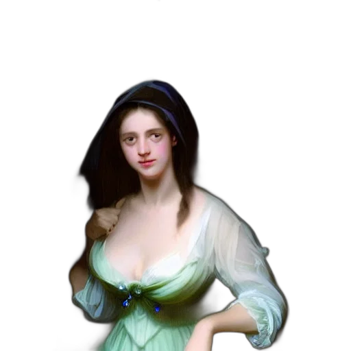 dress, hat, face, jewelry transparent PNG cut-out