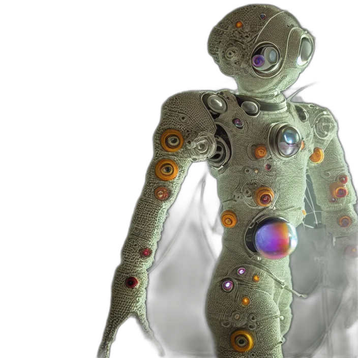robot, 3d render, concept art, cyberpunk transparent PNG cut-out