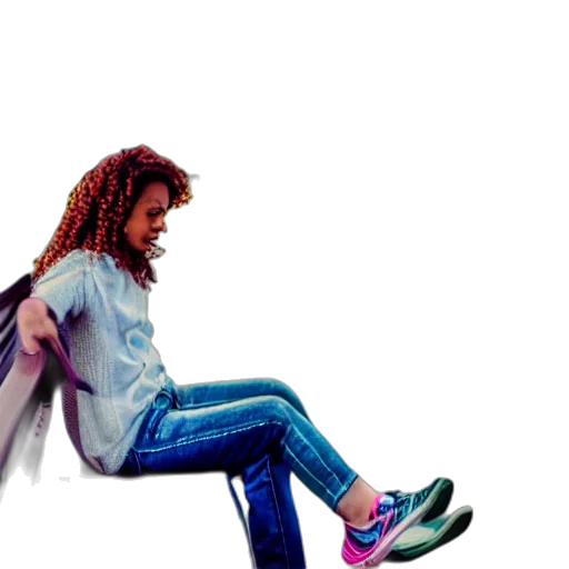 hair, jacket, shoes, furniture, vaporwave, concept art, photorealistic, watercolor transparent PNG cut-out