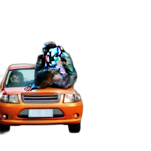 car, robot, animal, face, vaporwave, 3d render, concept art, pixel art transparent PNG cut-out
