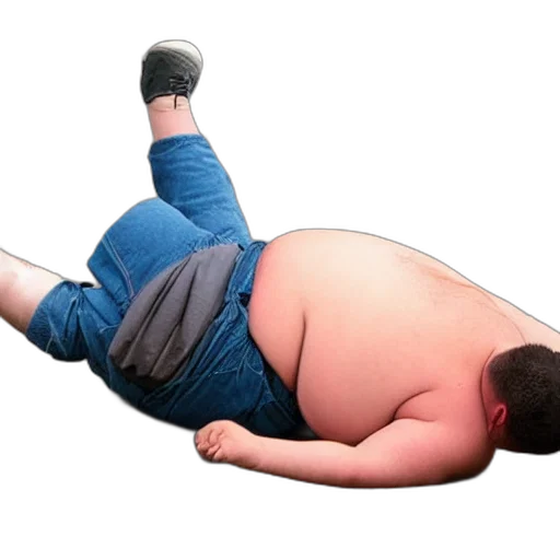 creature, food, animal, shoes, photorealistic, obese, man, falls transparent PNG cut-out