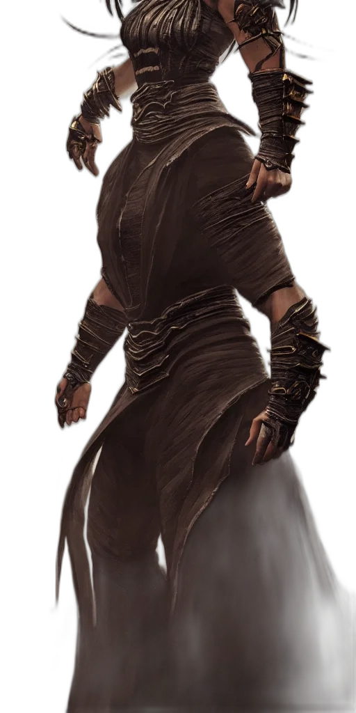 dress, staff, weapon, concept art, fantasy art, photorealistic, 3d render, dark transparent PNG cut-out