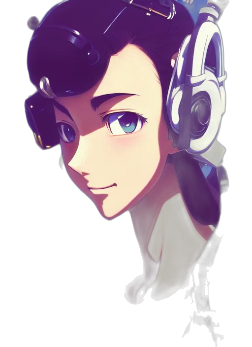 robot, face, mask, staff, anime, concept art, cartoon, vaporwave transparent PNG cut-out