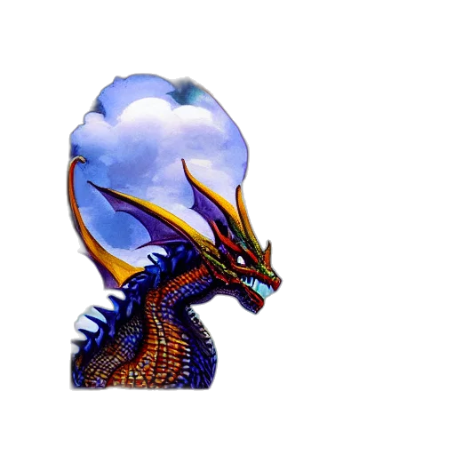 dragon, creature, crown, mask, fantasy art, 3d render, concept art, pixel art transparent PNG cut-out