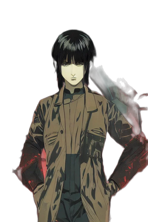 jacket, dress, staff, face transparent PNG cut-out