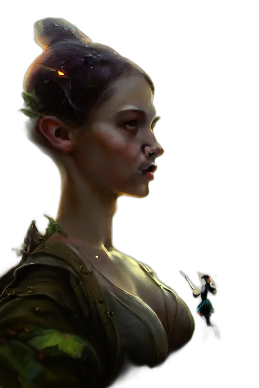 face, crown, staff, jewelry, fantasy art, concept art, photorealistic, oil painting transparent PNG cut-out