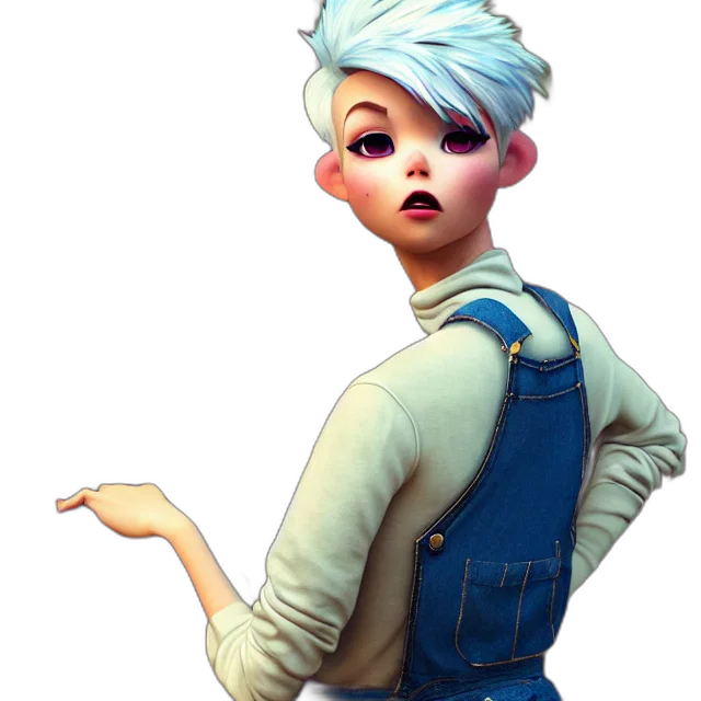 staff, jacket, face, dress, concept art, 3d render, fantasy art, cartoon transparent PNG cut-out