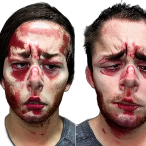 face, mask, photorealistic, beaten transparent PNG cut-out