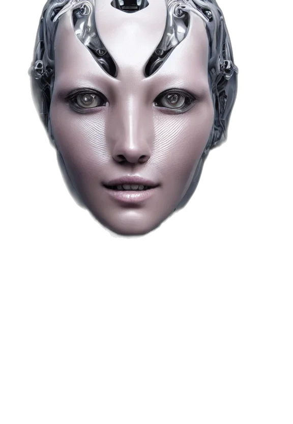 mask, face, robot, crown, 3d render, photorealistic, cyberpunk, concept art transparent PNG cut-out