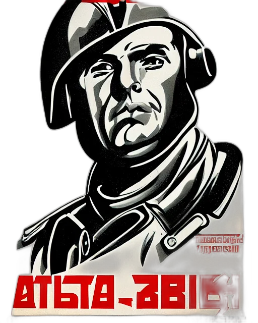comic book art, photorealistic, cartoon, pixel art, soviet, propaganda, poster, soldier transparent PNG cut-out
