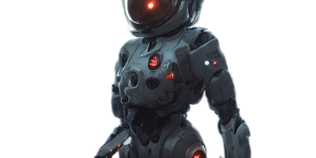 robot, concept art, 3d render, cyberpunk transparent PNG cut-out