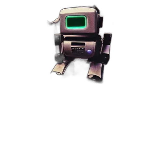 robot, weapon, staff, animal, 3d render, vaporwave, concept art, pixel art transparent PNG cut-out