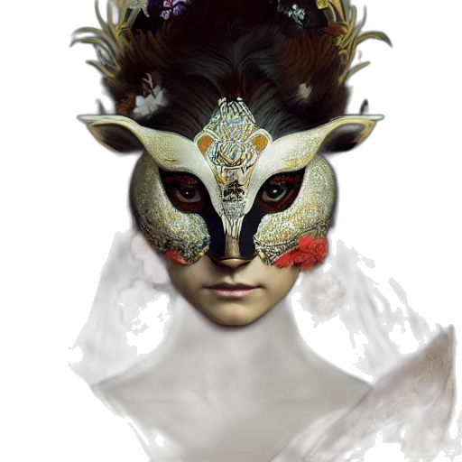 mask, crown, face, creature, fantasy art, photorealistic, concept art, oil painting transparent PNG cut-out