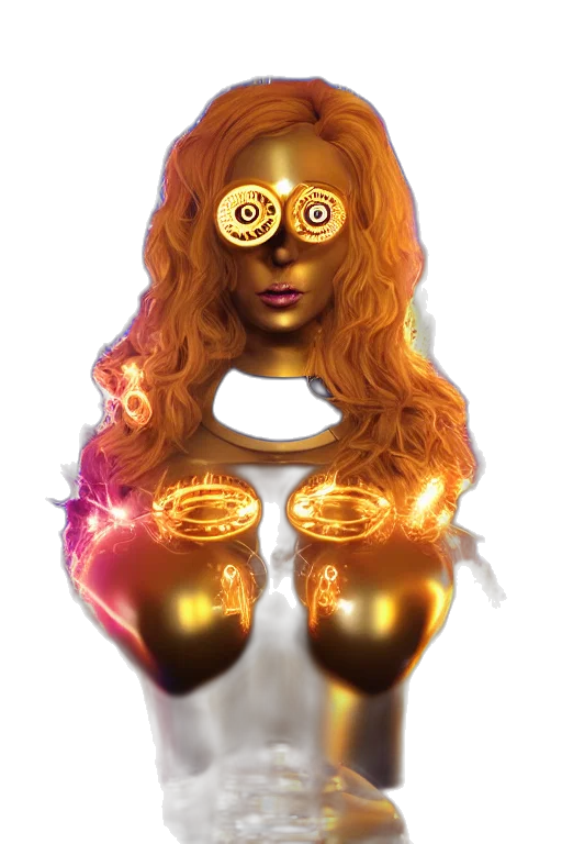 jewelry, mask, concept art, 3d render, fantasy art, comic book art, neon lights, golden transparent PNG cut-out