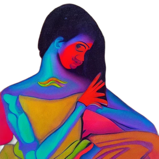dress, jewelry, face, oil painting, photorealistic, vaporwave, watercolor, neon lights transparent PNG cut-out