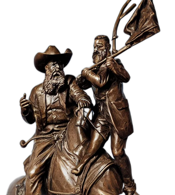 staff, photorealistic, photo, medium, shot, bronze, statue, man transparent PNG cut-out