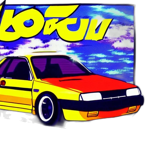 car, vaporwave, anime, concept art transparent PNG cut-out
