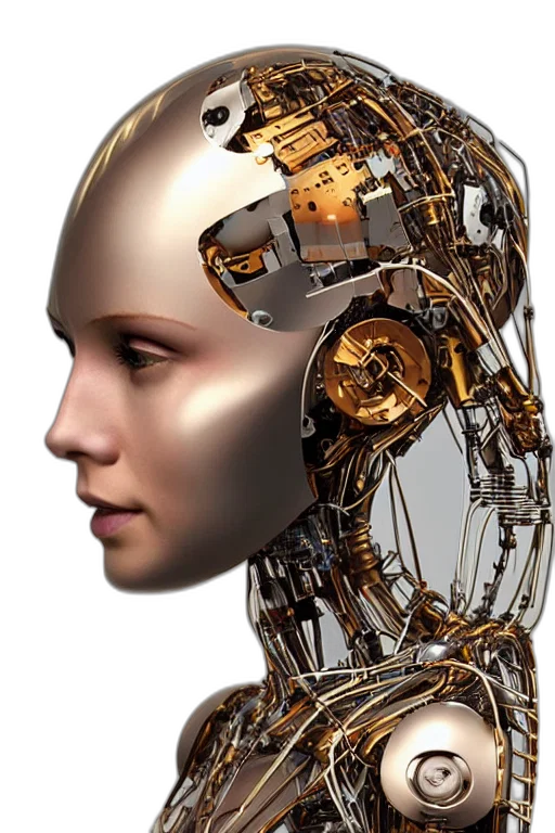 robot, face, cyberpunk, concept art, 3d render, photorealistic, human, female transparent PNG cut-out